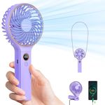 SWEETFULL Handheld Fan, Portable Fan, 5000mAh Rechargeable Battery, 6 Speed Wind, LED Display, Personal Mini Travel Fan with Backup Power, Hand Held Fan USB Foldable Electric Fan for Women Girl