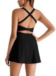 IFFEI Women's Tennis Dress with Built in Bra and Shorts Pocket Open Back Twisted Athletic Workout Golf Dresses Black S