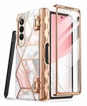 i-Blason Case for Samsung Galaxy Z Fold 4 (2022) 5G with Pen Holder, Shockproof Mobile Phone Case Bumper Case Slim Protective Cover [Cosmo] with Built-in Screen Protector (Marble)