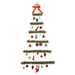 Wall Mounted Glowing Christmas Tree,Retro Wooden Wall Hanging Christmas Trees with LED lights,DIY Wood Rope Ladder Glow Xmas Twig Tree for Bedroom,Living Room Decor (Green)