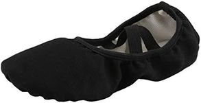 missfiona Women Canvas Ballet Slippers Dance Shoes Adult Practice Yoga Flat Belly Shoes, Black Band, 11