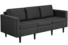 Yaheetech 3 Seater Sofa, Modern Fabric Sofa Couch, Upholstered Sofa Settee, Sectional Sofa for Living Room, Guest Room, Bedroom, Office, Black