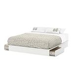 South Shore Furniture Step One King Platform Bed with Drawers, Pure White