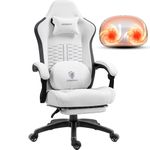 Dowinx Gaming Chair with Heated Massage Lumbar Support, Ergonomic Gaming Computer Chair with Pocket Spring Cushion and Footrest, Recliner High Back PC Chair for Adult, 330lbs, White