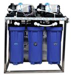 Hydroshell 25 LPH commercial RO water purifier Plant 25 Litre Per Hour Double Purification Blue Stainless steel with TDS Adjuster