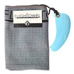 FlighTowel Disc Golf Towel | Microfiber Cloth with Real Innova Destroyer Disc Attached | Resistance Pocket for Disc Golf Warm-up | Prevent Injuries and Strengthen Your Arm (Colors Will Vary)