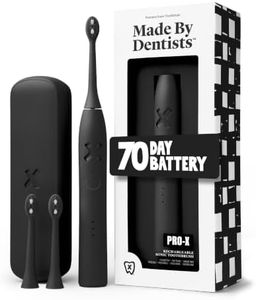 Made by Dentists PRO‑X Sonic Electric Toothbrush for Adults – 70‑Day Battery on One Charge, Dentist‑Designed Whitening Rechargeable Toothbrush, 3 Brush Heads & Travel Case, 3 Modes, Black