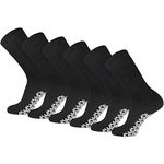 Men's Women Diabetic Loose Top Therapeutic Anti Slip Non Skid Gripper Soft Cotton Full Cushioned Crew Socks 10-13 (Black - 6 Pairs)., Black - 6 Pairs, 10-13