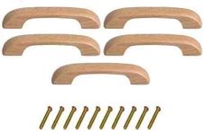 Mysummer 5PCS Wood Handles for Cupboards & Draws Solid Handle for Drawers Chest Clear Coated Smoothly Hole Distance 3.78 inch for Furniture Wardrobe Cupboard Closet Drawer Handle Pull