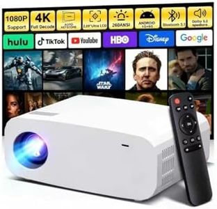 Projector, Mini Projector with WiFi and Bluetooth, Built-in Apps, Auto Focus & Keystone,Native 1080P Support, Portable Outdoor Smart Projector,White