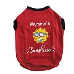 WAGZY Red Mumma's Sunshine Printed Stretchable T-Shirts For Puppies, Kitten, Dogs And Cats (26" 4XL, 120 G)