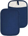 HOMWE Silicone Kitchen Pot Holders with Pockets, 2 Pc Set Trivet, Steam and Heat Resistant Hand and Countertop Protection Hot Pads, Non-Slip Grip potholders, Terrycloth Interior Lining, Navy Blue