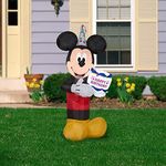 Gemmy Airblown Inflatable Birthday Party Mickey Mouse with Cake, 3.5 ft Tall, Black