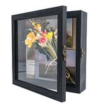 GraduationMall Black 8"x8"(20x20cm) Shadow Box Frame Door Display Case with Linen Back,Wedding Memorabilia Bouquet Medals Photos Memory Box for Keepsakes