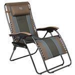 TIMBER RIDGE Outdoor Reclining Patio Padded with Adjustable Headrest and Cup Holder Foldable Zero Gravity Lawn Chair XL for Adults, Support up to 350 LBS, Brown,1 Count