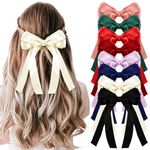 8pcs Bows Clips for Girls, Colorful Tassel Ribbon Bow Hair Clip Bow Hair Barrettes，Women Ponytail Hairstyle (8 colors)