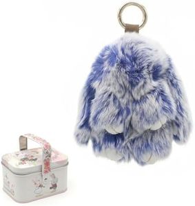 SYKCVA Super Soft Bunny Plush Keychain for Bag & Car - Cute Stuffed Animal Toy, Easter Gift for Girls, Women, Kids (8 Colors) (Royal Blue)