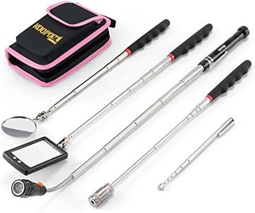 Telescoping Magnetic Pickup Tool Set-Extendable Magnet Flashlight with Inspection Mirror,Valentines Day Birthday Gifts for Women, Her, Wife, Girlfriend, Mother, Mom, Handywoman, Men(Pink)