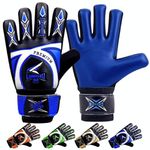 LUMAZU Football Goalkeeper Gloves for Kids Anti Slip Shock Absorption Padded Premium Soccer Goalie Gloves Wrist Protection for Girls Boys Goalkeeping (Blue, Size 6 Suitable for 13 to 15 Years Old)