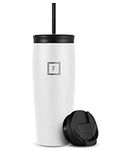 IRON °FLASK Nomad Tumbler - 20 Oz, 2 Lids (Straw/Flip), Vacuum Insulated Stainless Steel Bottle, Double Walled, Thermo Coffee Travel Mug, Water Metal Canteen (Winter White)