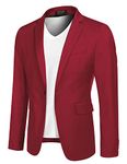 COOFANDY Mens Dress Suit Tuxedo Jacket Slim Fit Blazer One Button Sports Jackets for Prom (Wine Red XXL)