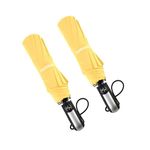 TradMall 2 Pack Travel Umbrella Windproof 46 Inches Large Canopy Reinforced Fiberglass Ribs Ergonomic Handle Auto Open & Close, Yellow