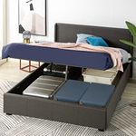 Zinus Maddon Super King Bed frame - Bed 180x200 cm - 31 cm Height with Underbed storage - Ottoman Gas Lift Upholstered Platform Bed frame with Storage - Dark Grey