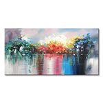 Large Abstract Landscape Canvas Wall Art Hand Painted Modern Oil Paintings Lake Scenery Artwork