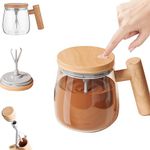 DEAL NUT Self Stirring Coffee Mug-Electric High Speed Mixing Cup, 400Ml Self Stirring Coffee Mug With Lid, High Borosilicate Glass Mug Home Office For Coffee, Milk, Protein (transparently)