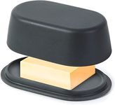 Modern Dark Grey Butter Dish with Lid - Dishwasher Safe - Perfectly Sized for Large European Style Butters