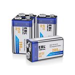 EBL 9V Rechargeable Battery, 280mAh Ni-MH PP3 6F22 Rechargeable Batteries (4 Counts)