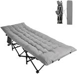 Northroad Camping Cot with Thick Mattress,Quick Set-Up Sleeping Cots Bed with Side Pocket for Outdoor Camping, Office Nap, Home Garden, Beach, Travel, Grey