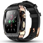 Luxury Metal Case for Apple Watch 8 7 45mm 6 44mm Band with Cover Heavy Duty Rugged Case Silicon Strap for Men iWatch 6 5 4 SE 44mm Full Protective Cover