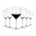 Sipologie Burgundy Large Wine Glass Set of 6 - Hand Blown Lead-Free Crystal Glass, Ultra Thin Rim, Long Stem | Red Wine Drinking Glass - Modern Design - 700ml, Red Wine Glasses Set of 6