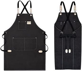 Excovip Apron,Water drop Resistant Cross Back Adjustable Cotton Black Canvas Apron With Pockets for Woodworking, Chefs, Hairdressers