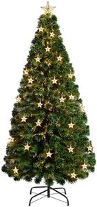 WeRChristmas Pre-Lit Fibre Optic Multi-Function Christmas Tree with Tree Topper, Green, 6 feet/1.8 m