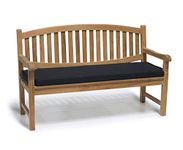 Jati Kennington Oval Teak FULLY ASSEMBLED Garden Outdoor Bench 1.5m with Black Cushion (5ft) Brand, Quality & Value