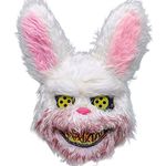 Halloween Bunny Mask, Bloody Bunny Mask Cosplay, Furry mask with ears, bad bunny party decorations, creepy masks