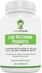 VitaMonk Low Histamine Probiotics Fight Histamine Intolerance and Support Balanced Gut Health - Histamine Free Probiotic for Those Seeking Health Improvements with Histamine Control -60 Capsules