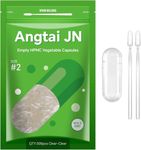 Empty Capsules, AngtaiJN 500 Count Clear Vegetarian Capsules, Size 2 DIY Pill Capsules Filling Empty Caps with Micro Lab Spoon, Kosher, ISO9001, Gluten Free, Halal Certified, Non-GMO Certified