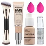 PHOERA Tinted Moisturizer Foundation Serum, 4-in-1 Hydrating, Primer, & Foundation, Hydrate skin Serum, PHOERA Foundation Makeup Full Coverage (102+N02/Nude+Nude)