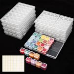 Quefe 224 Slots Diamond Painting Storage Containers Bulk, 8pcs 28 Grids Clear Diamond Painting Accessories and Tools Boxes Bead Organizers Diamond Art Embroidery Storage with Label Stickers