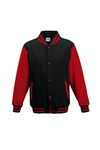 AWDis Hoods Boys' Varsity Letterman Jacket, Jet Black / Fire Red, 12-13 Years