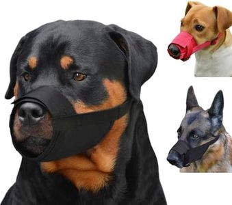 CollarDirect 2-PCs Set Dog Muzzles - Adjustable Soft Breathable Nylon Dog Mouth Guard Cover for Small, Medium and Large Dogs, Anti Chewing, Barking & Biting - Black & Red (2 Black, L/XL)