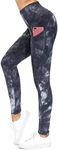 Dragon Fit High Waist Yoga Leggings with 3 Pockets,Tummy Control Workout Running 4 Way Stretch Yoga Pants (Small, Tie Dye Graphite Black Grey)