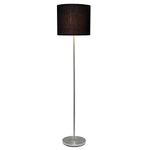 Simple Designs Home LF2004-BLK Brushed Nickel Drum Shade Floor Lamp, 13.25" x 13.25" x 58.25", Black