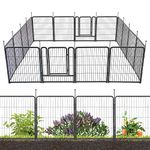 TMEE Garden Fence 16 Panels 36ft×32in Decorative Garden Metal Fence with 2 Gates Outdoor Landscape Animal Barrier Dog Pet Fencing for Yard Patio, Black