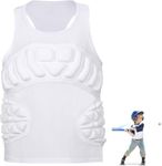 HolyElks Youth Padded Protective Shirt, Chest Rib Protector Heart Guard Sternum Shirt for Baseball Football Paintball (White-New, Youth-S)