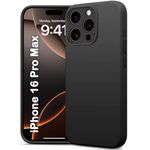 TheGiftKart Genuine Liquid Silicone Back Cover Case for iPhone 16 Pro Max | Soft Micro-Fibre Lining Inside | Camera Protection Bump | Shockproof Back Cover Case for iPhone 16 Pro Max (Black)