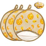 ZOOFOX 3 Pack Tortilla Warmer, 30cm Microwaveable Fabric Food Warmer Pouch to Keep Food Warm for up to One Hour, Fabric Holder Bag for Corn Flour Tortillas, Pizza Rolls, Naan Bread (Beige)